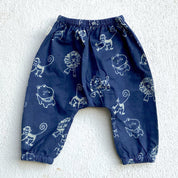WHITEWATER KIDS UNISEX ORGANIC WHITE ANGRAKHA TOP+ZOO PRINT INDIGO PANTS