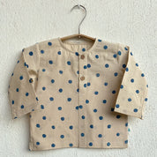 WHITEWATER KIDS UNISEX ORGANIC INDIGO POLKA KURTA WITH MATCHING PANTS