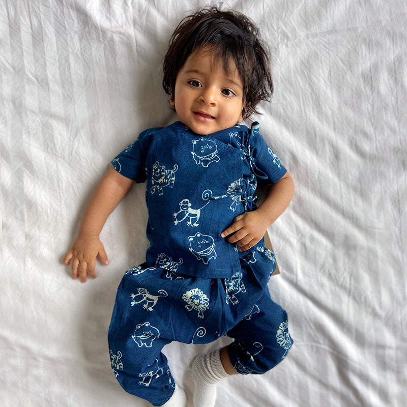 WHITEWATER KIDS UNISEX ORGANIC INDIGO ZOO BAG - ZOO AND WHITE ANGRAKHA + ZOO PANTS