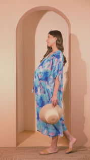 Blue Maternity Swimwear Cover-up Kaftan