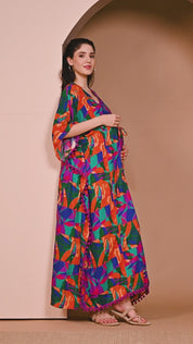 Multicolour Printed Maternity Kaftan