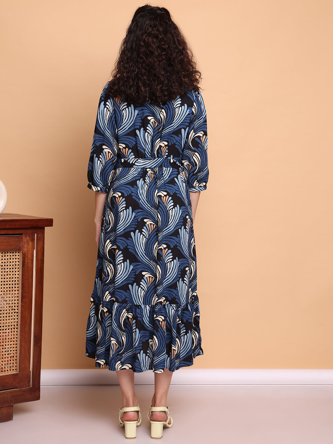 Blue Abstract Rayon Maternity Dress