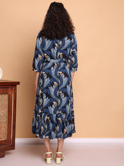 Blue Abstract Rayon Maternity Dress