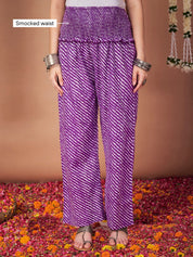 Purple Bandhani Cotton Maternity Kurta with Trouser and Dupatta