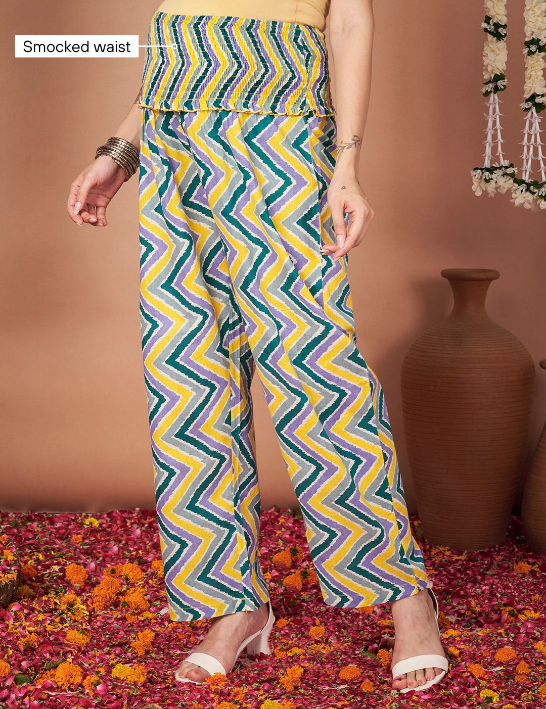 Yellow Floral Cotton Maternity Kurta with Trouser and Dupatta