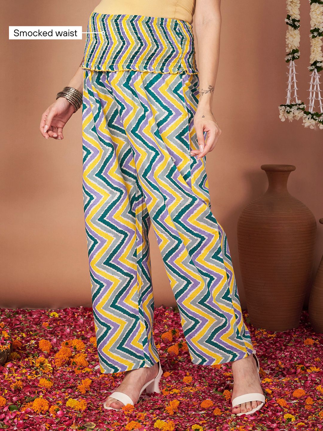Yellow Floral Cotton Maternity Kurta with Trouser and Dupatta