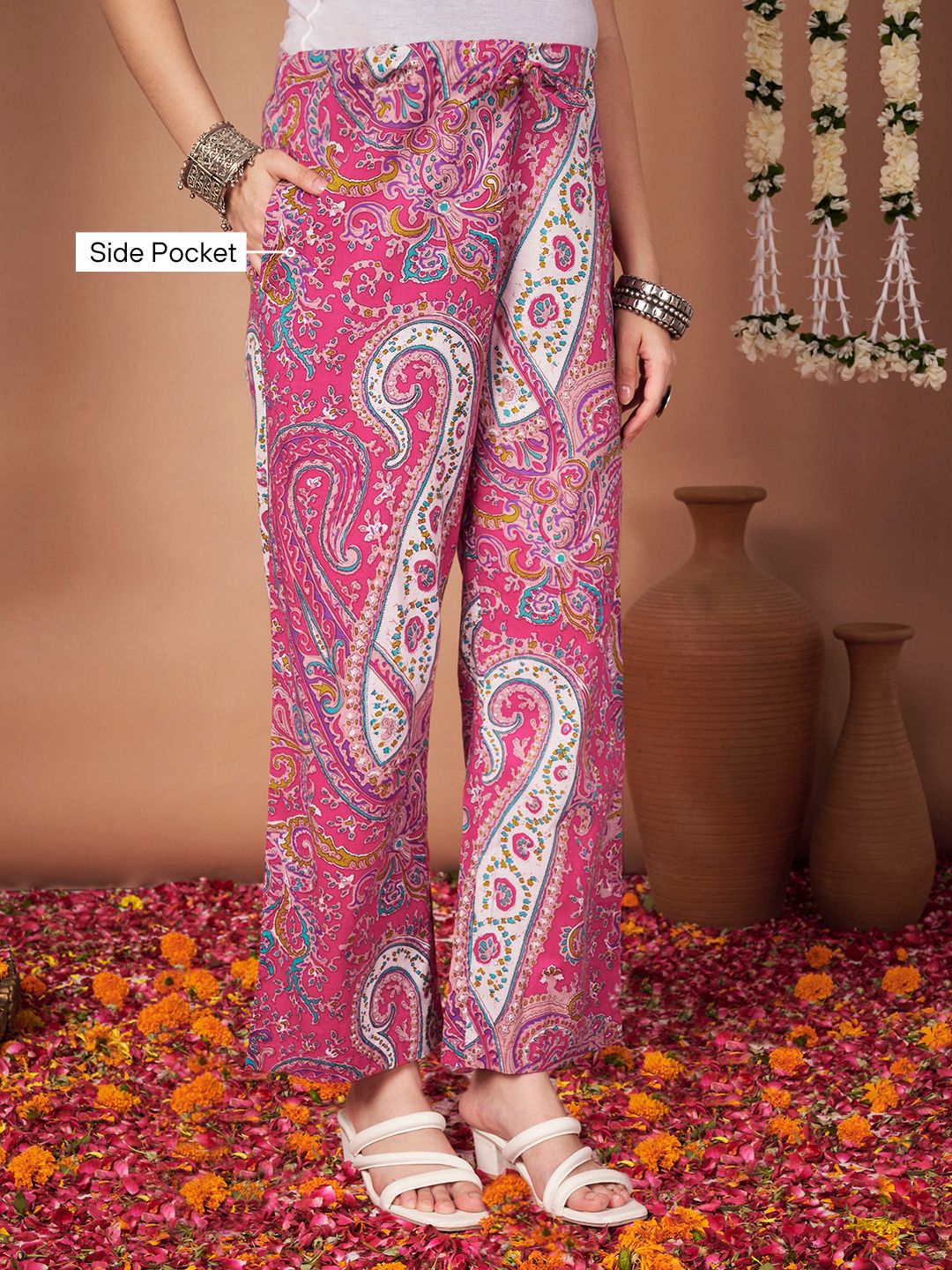 Pink Paisley Cotton Maternity Kurta with Trouser and Dupatta