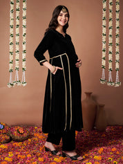 Black Velvet Maternity Kurta Set
