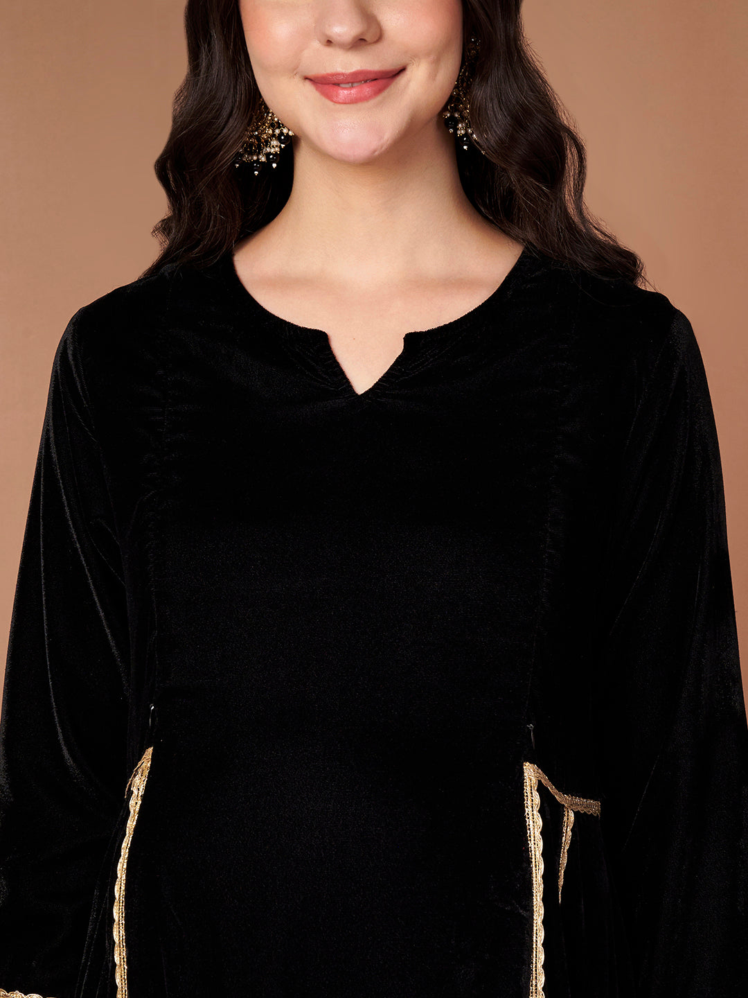 Black Velvet Maternity Kurta Set