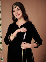 Black Velvet Maternity Kurta Set
