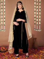 Black Velvet Maternity Kurta Set