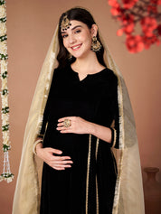 Black Velvet Maternity Kurta Set