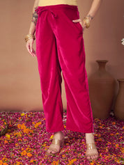 Pink Velvet Maternity Kurta Set