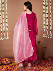 Pink Velvet Maternity Kurta Set