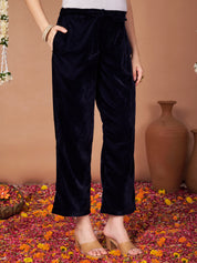 Navy Blue Velvet Maternity Kurta Set