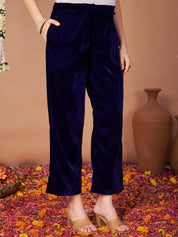 Navy Blue Velvet Maternity Kurta Set