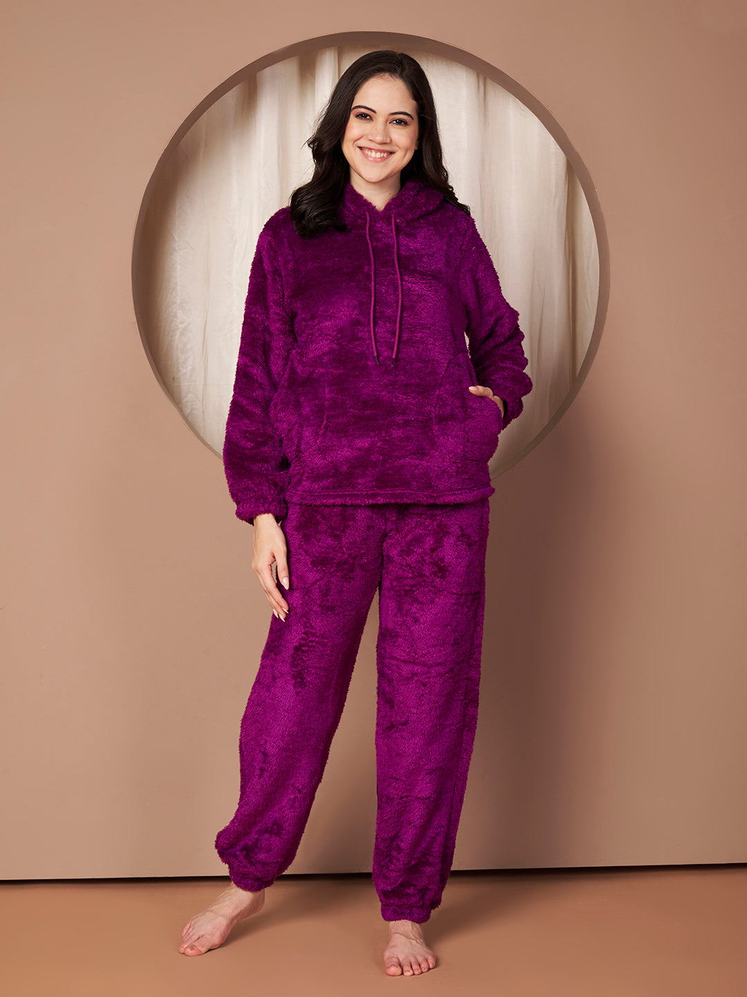 Purple Faux Fur Winter Night Suit