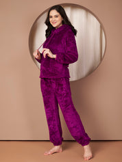 Purple Faux Fur Winter Night Suit