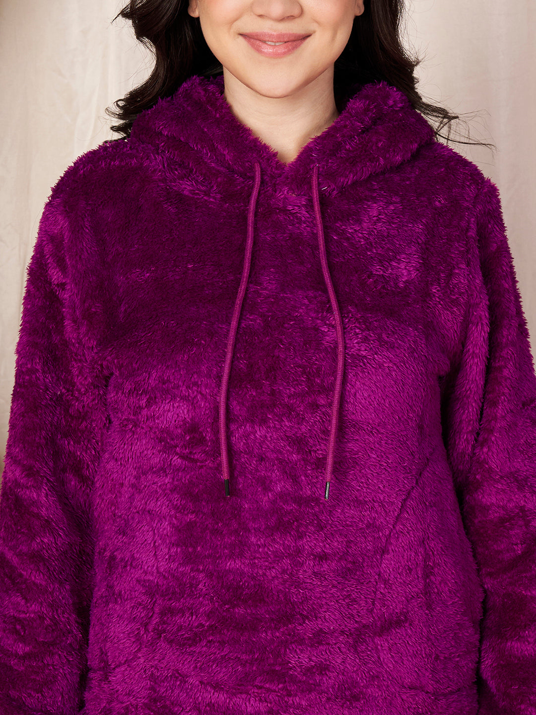 Purple Faux Fur Winter Night Suit