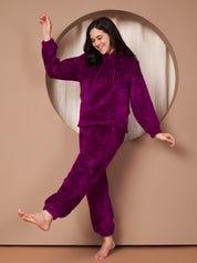 Purple Faux Fur Winter Night Suit