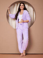 Lilac Faux Fur Winter Night Suit