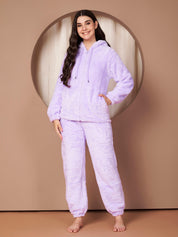 Lilac Faux Fur Winter Night Suit