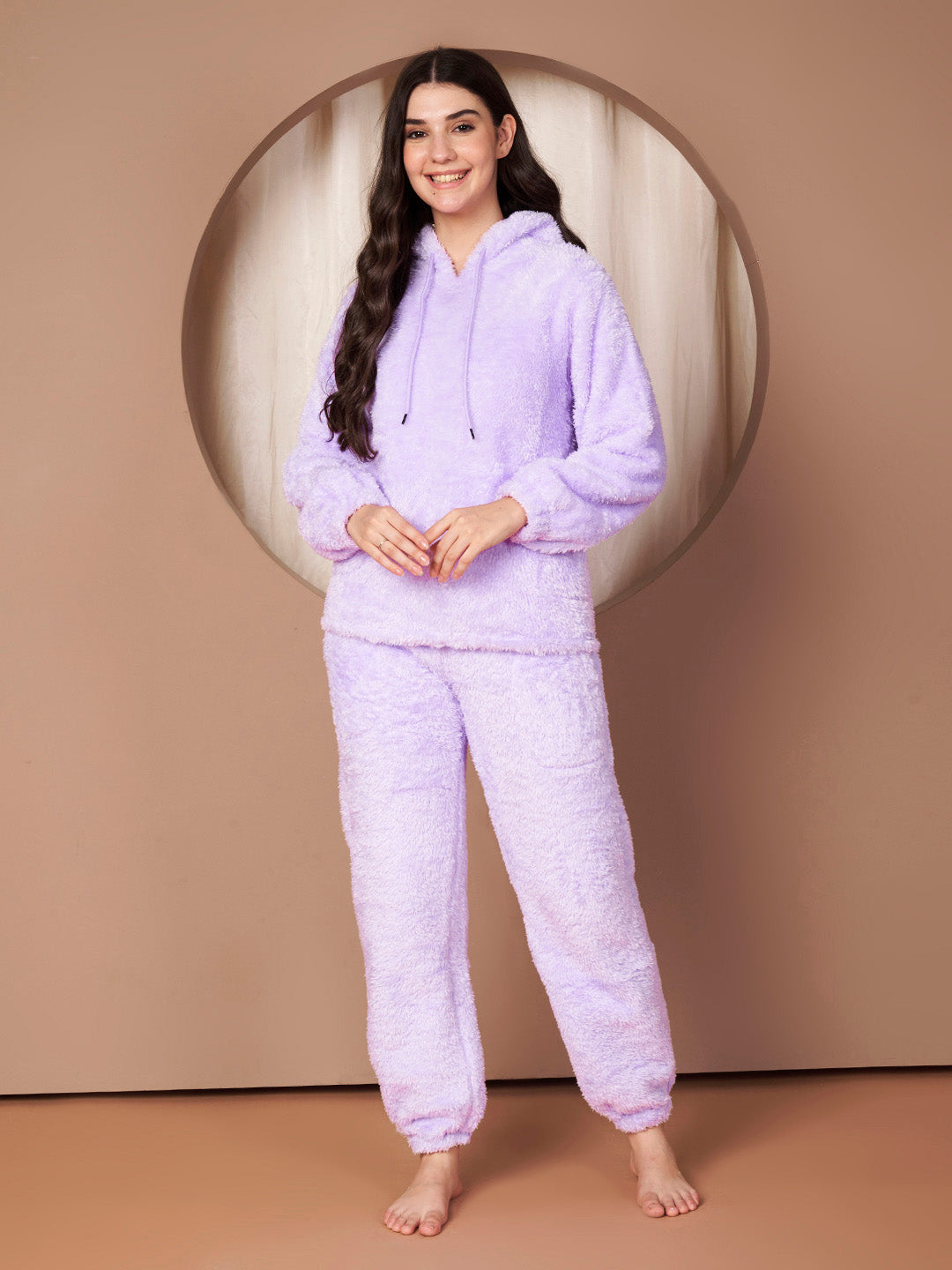 Lilac Faux Fur Winter Night Suit