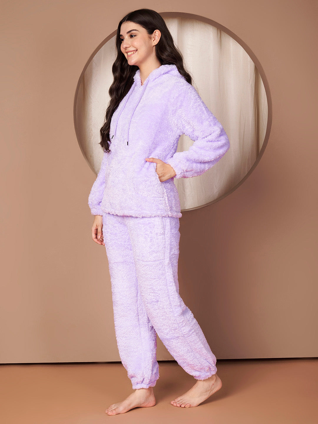 Lilac Faux Fur Winter Night Suit
