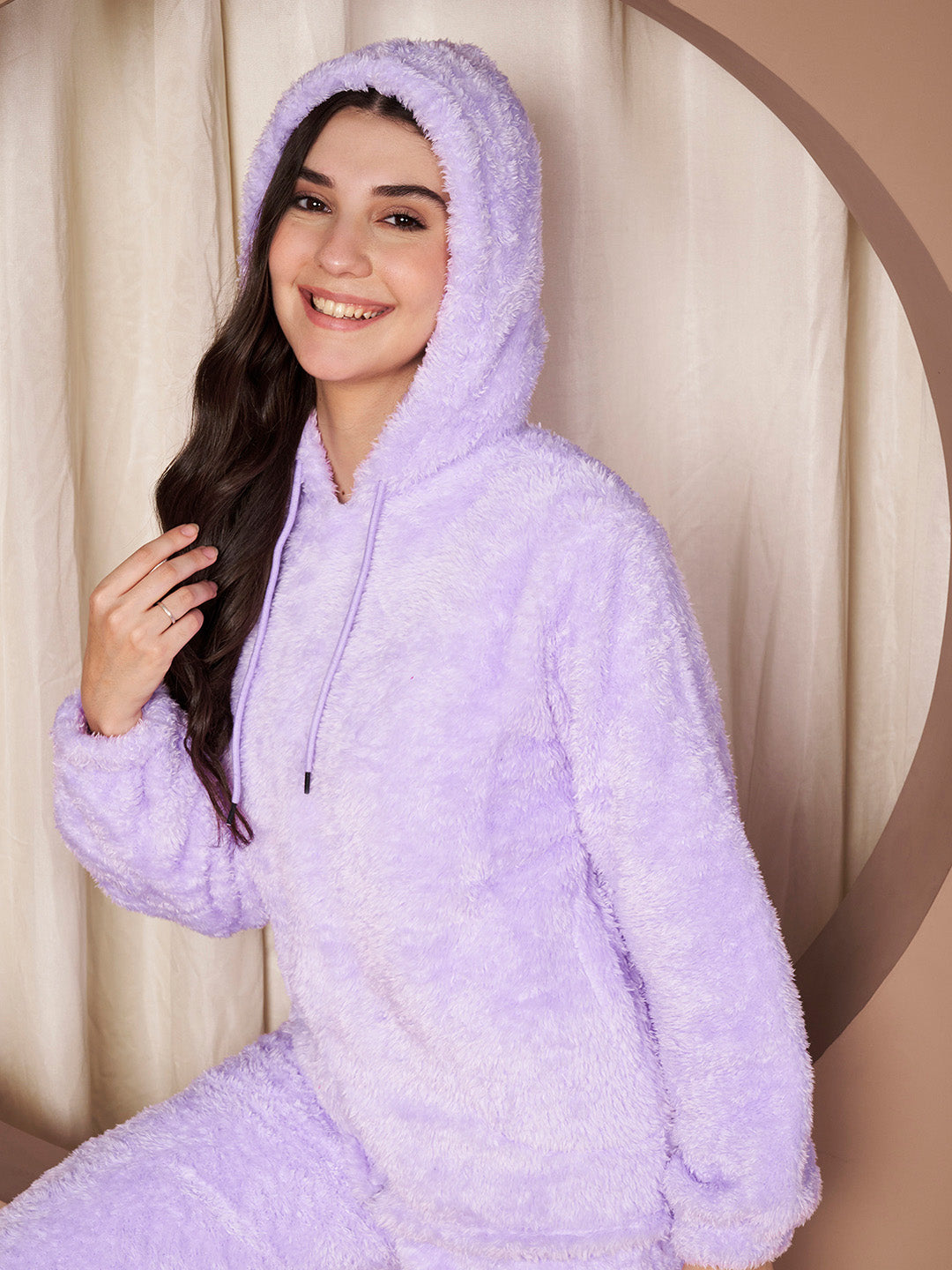 Lilac Faux Fur Winter Night Suit