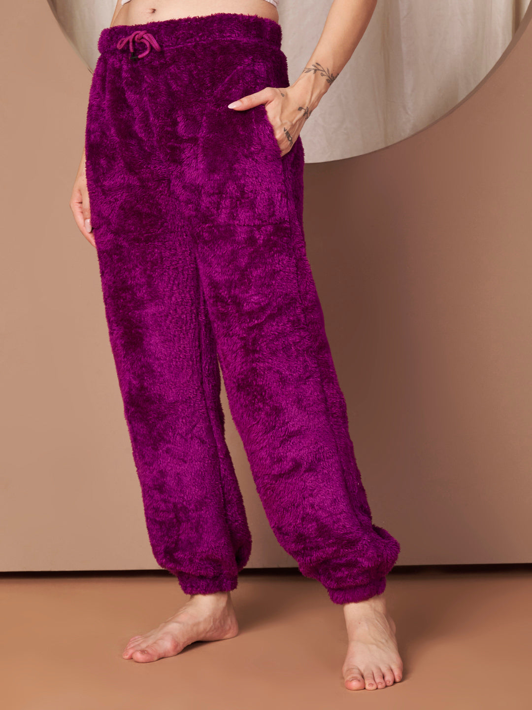 Purple Faux Fur Winter Night Suit