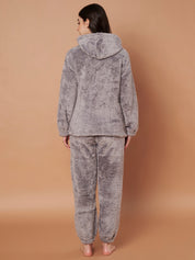 Grey Faux Fur Winter Night Suit