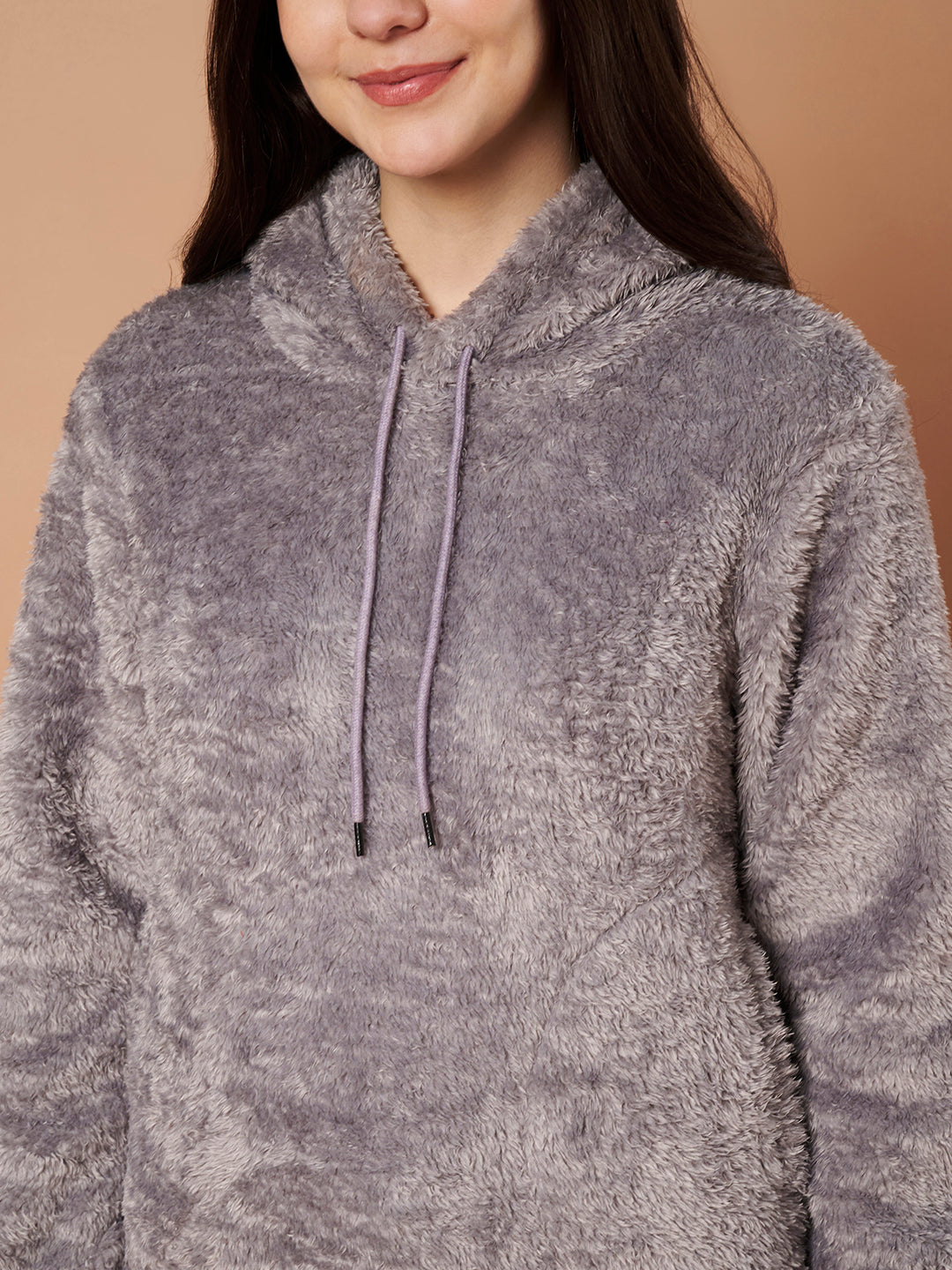 Grey Faux Fur Winter Night Suit