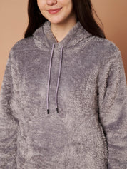 Grey Faux Fur Winter Night Suit