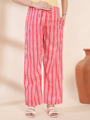 Pink Ikat Print Cotton Maternity Kurta with Trouser and Dupatta
