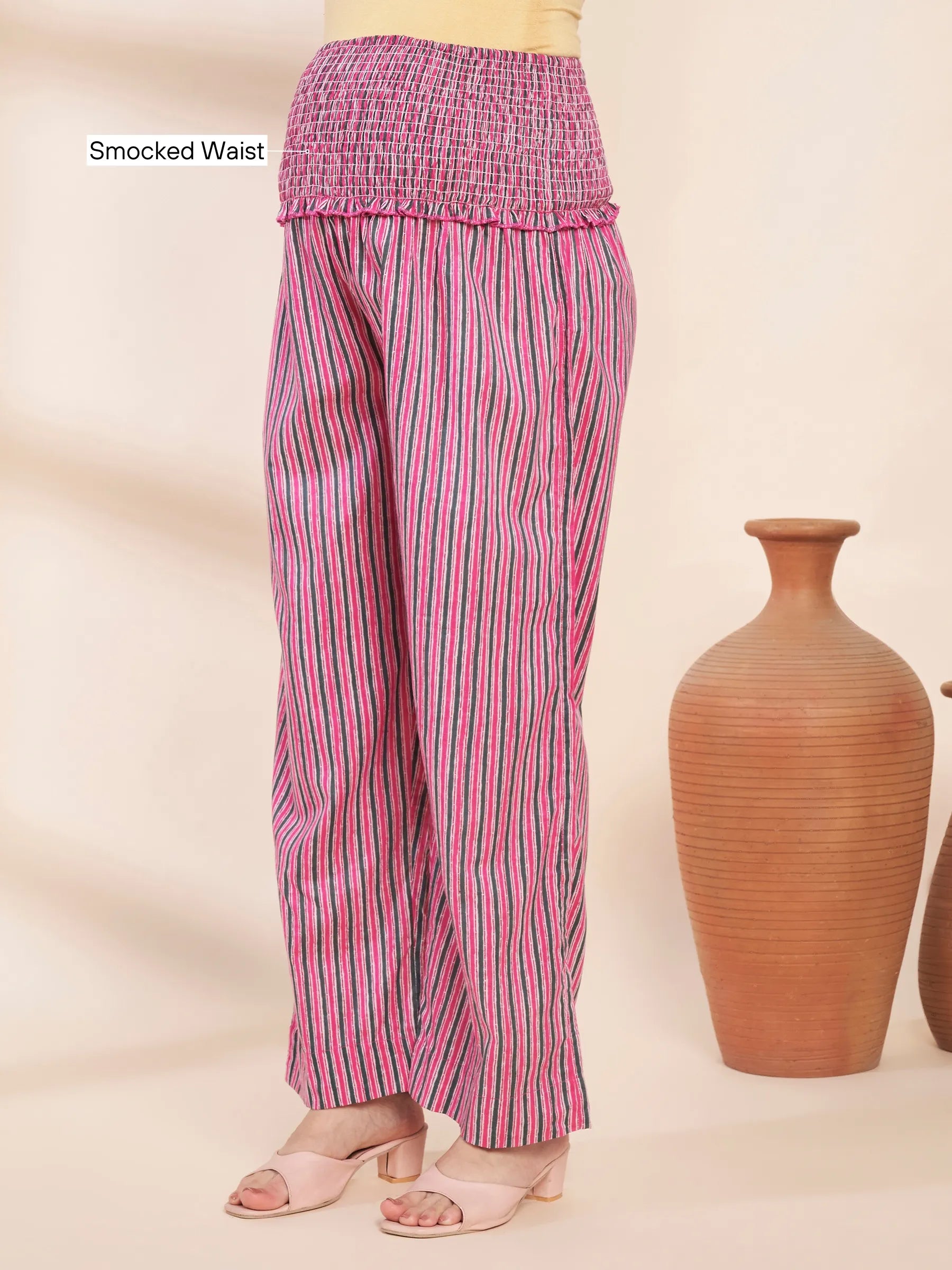 Pink Floral Cotton Hand Embroidery Maternity Kurta with Trouser and Dupatta