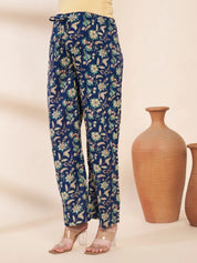 Blue Floral Cotton Maternity Kurta with Trouser and Dupatta