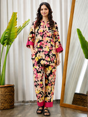 Floral Print Rayon Multi Color Co-Ord Set