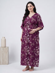 Purple Floral Rayon Maternity Kaftan