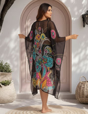 Black Swimwear Cover Up Kaftan