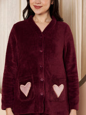 Purple Velvet Heart Faux Fur Winter Night Suit
