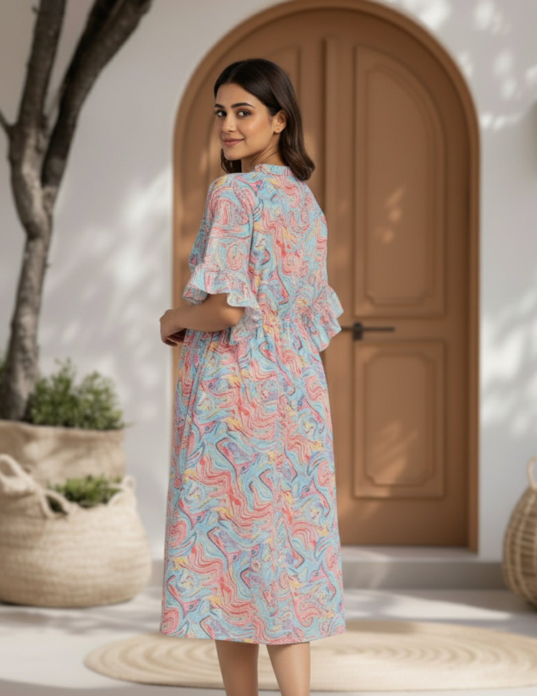 Blue Swimwear Cover Up Dress