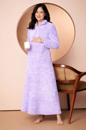Lilac Blanket Fur Maternity Winter Nighty