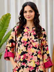 Floral Print Rayon Multi Color Co-Ord Set
