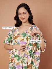 Multi Floral Rayon Maternity Kaftan