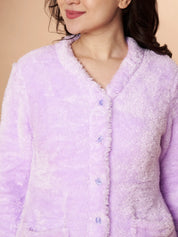 Lilac Velvet Heart Faux Fur Winter Night Suit