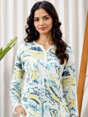 Abstract Print Rayon White Co-Ord Set