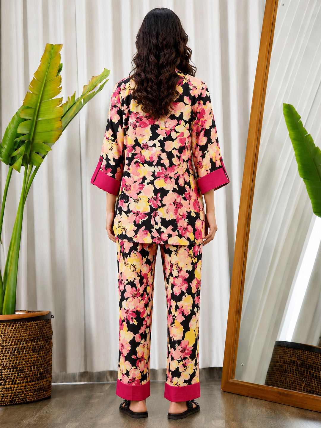 Floral Print Rayon Multi Color Co-Ord Set