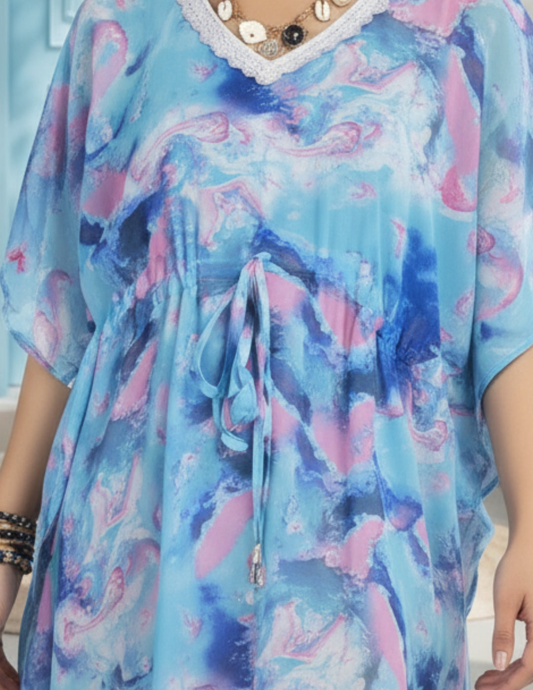 Blue Swimwear Cover Up Kaftan