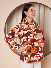 Multi Color Abstract Fur Winter Maternity Pullover