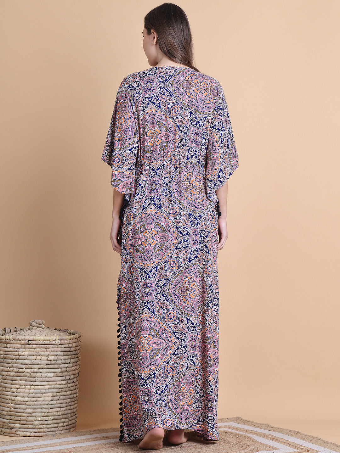 Multi-Coloured Abstract Rayon Maternity Kaftan